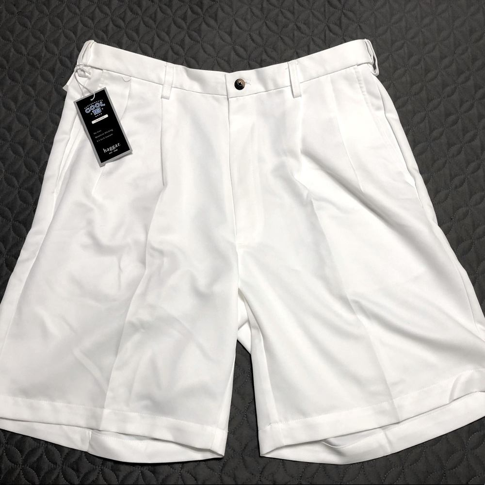 Haggar “Performance Cool 18”Size 36 No-iron Pleated White Shorts brand new